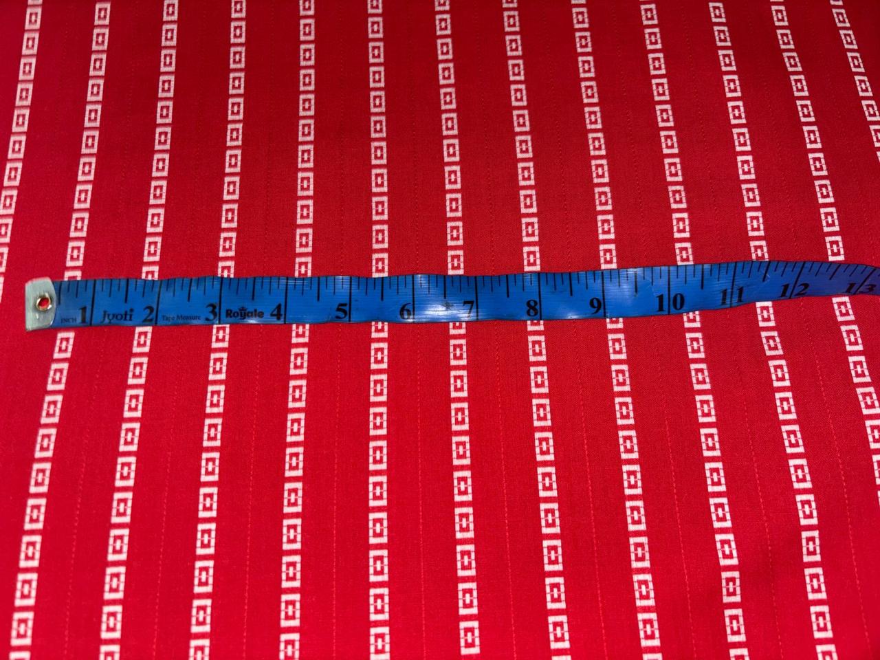 Cotton 90% Viscose 10% Fancy  print red with white design stripe  58" wide [17211]