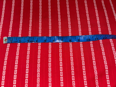 Cotton 90% Viscose 10% Fancy  print red with white design stripe  58" wide [17211]
