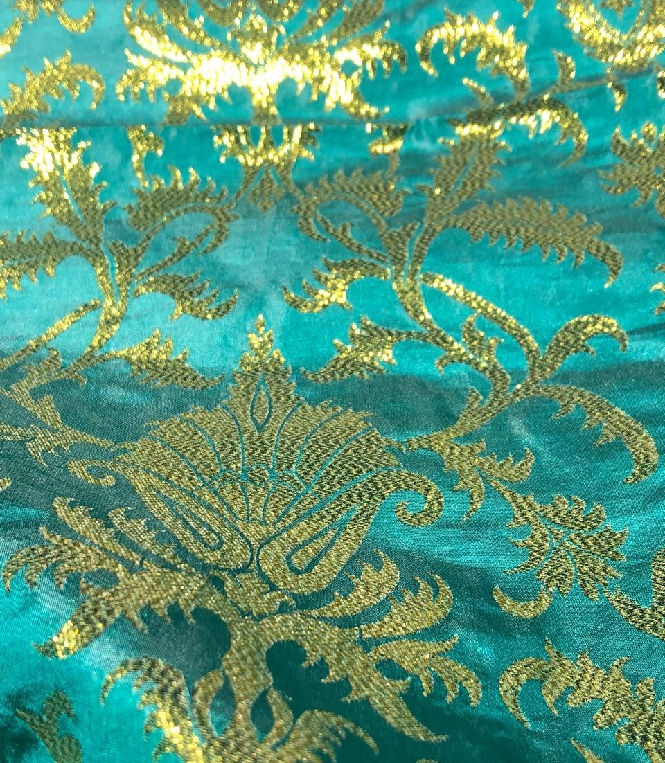 Silk Brocade fabric PURE silk x metallic gold BRO1035[2]