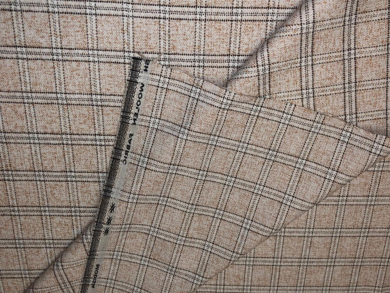 Suiting fabric made in Schöffel ,Italy WOOL X TWEED  cream and brown [16876]