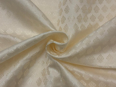 Silk Brocade fabric 44"ivory tusk with self motif  BRO1067[4]