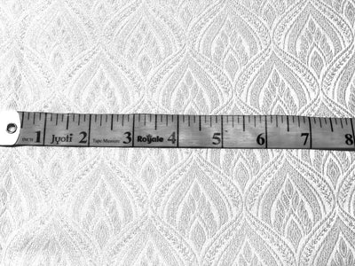 Silk Brocade fabric  white with white self geometric jacquard BRO1033[3]