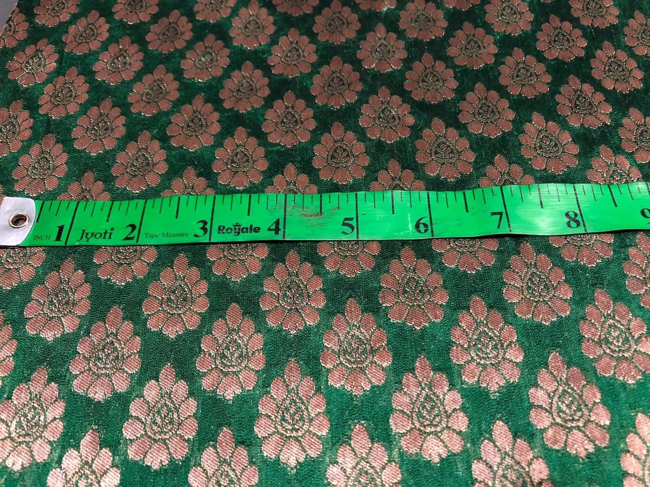 Brocade Fabric green with gold motif jacquard BRO421[4]