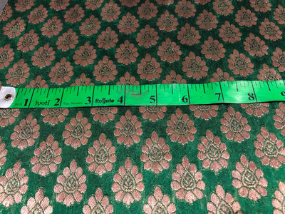 Brocade Fabric green with gold motif jacquard BRO421[4]