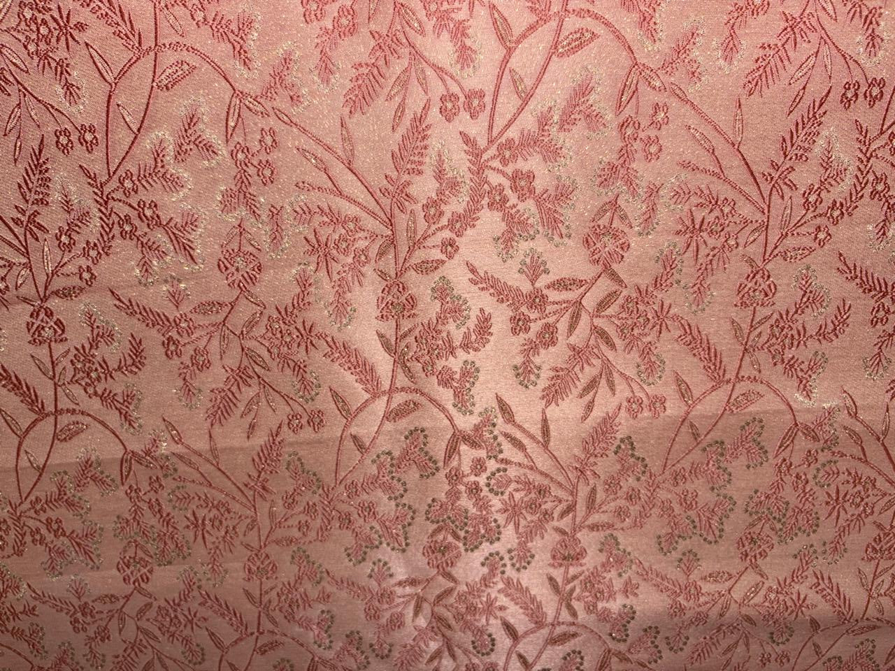 Silk Brocade fabric available in 2 colors mint and peach floral vines subtle shimmer  BRO1079[1/2]