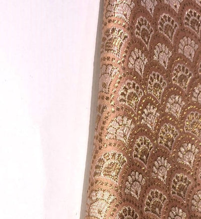 Silk Brocade fabric MOTIF with subtle gold jacquard available in 3 colors dark peach ,pastel peach and ivory BRO992[4/5/6]