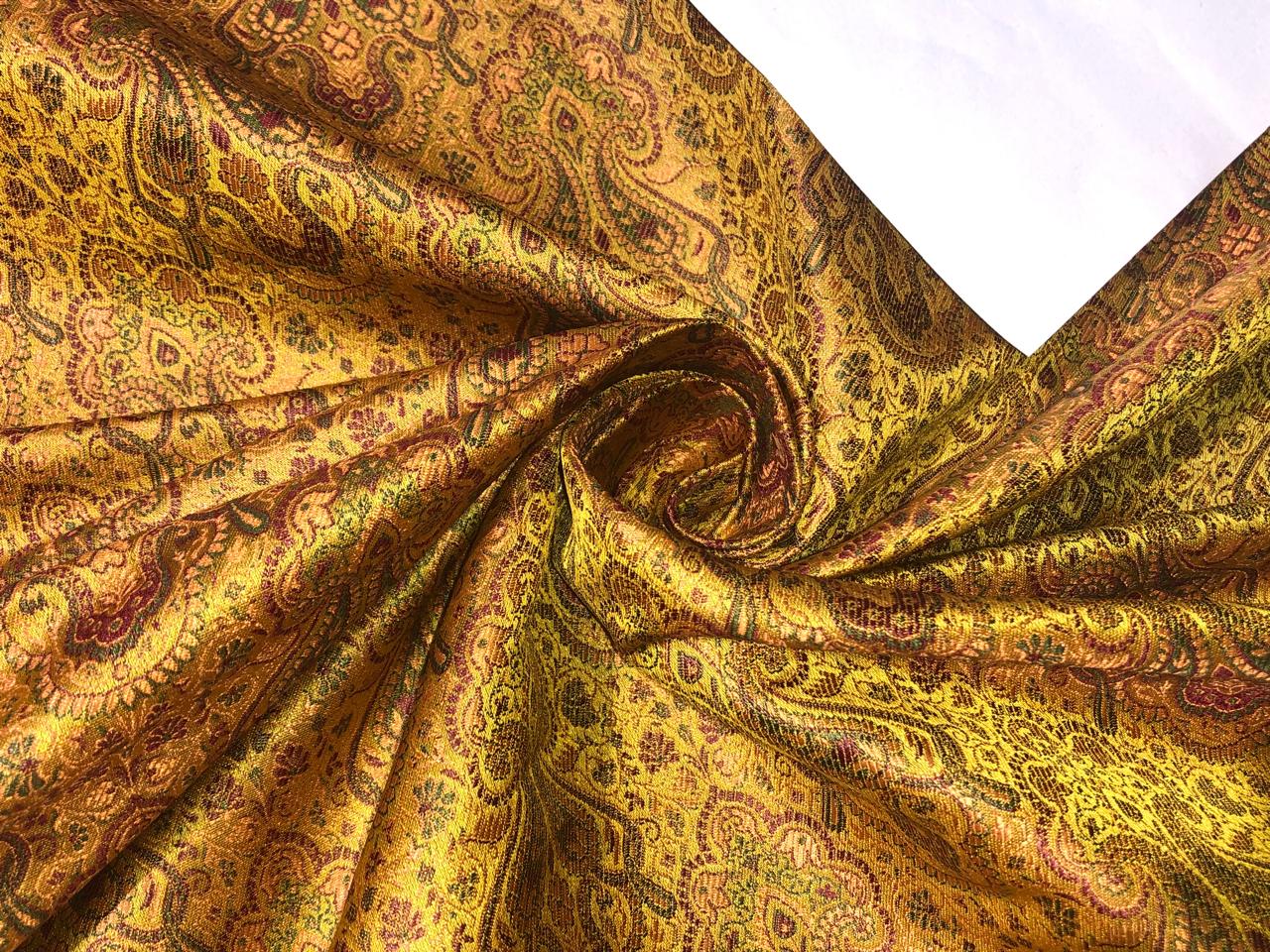 Silk Brocade fabric 44" wide  MUSTARD PAISLEY JACQUARD BRO981[3]