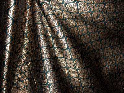 Silk Brocade fabric 56"green and subtle metallic gold  jacquard BRO1062[4]