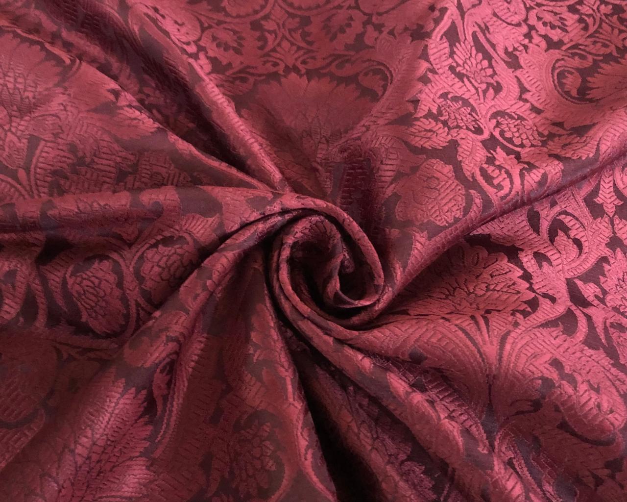 Brocade Fabric FLORAL Jacquard   44" WIDE available in 7 colors red,black,green,pink,wine,navy and goldBRO984