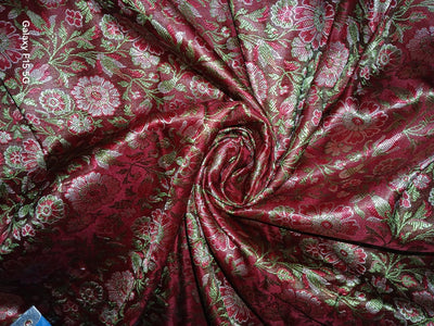 Silk Brocade fabric floral  jacquard available in 3 colors burgundy, red and maroon BRO989[1/2/3]