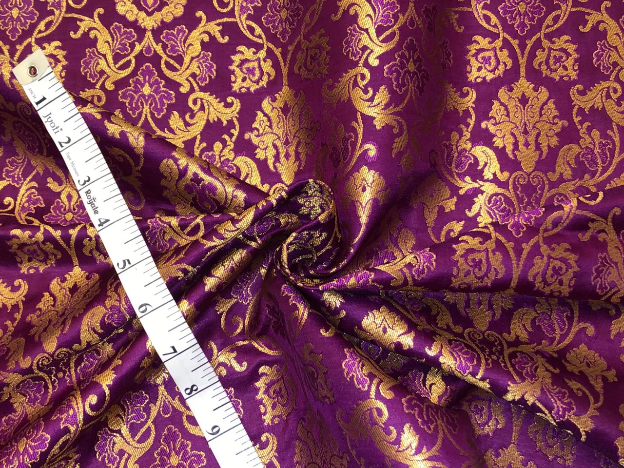 Silk Brocade fabric mulberry with beautiful gold  jacquard BRO1076[4]