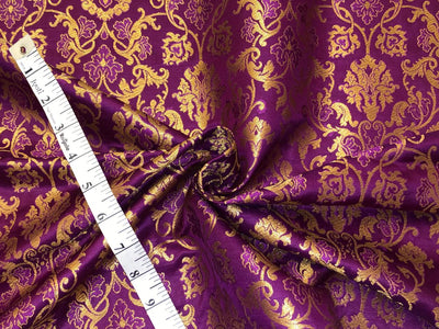 Silk Brocade fabric mulberry with beautiful gold  jacquard BRO1076[4]