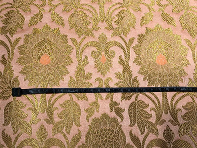 Brocade peach with metallic gold jacquard fabric 44&quot; wide BRO825[6]