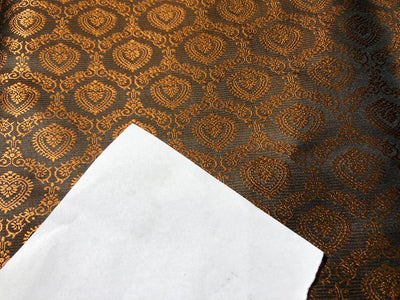 Silk Brocade  fabric~ satin 44" wide jacquard mustard and brown  BRO996[1]