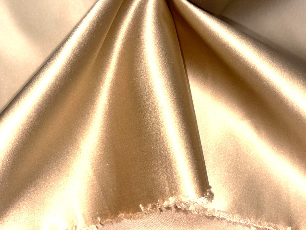 100% SILK DUTCHESS SATIN 48 momme light  fawn gold 54" wide [18376]