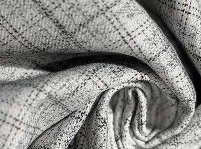 SUITING Italian Andamen Merino Wool Black and ivory  Plaids 58" wide  [17335]