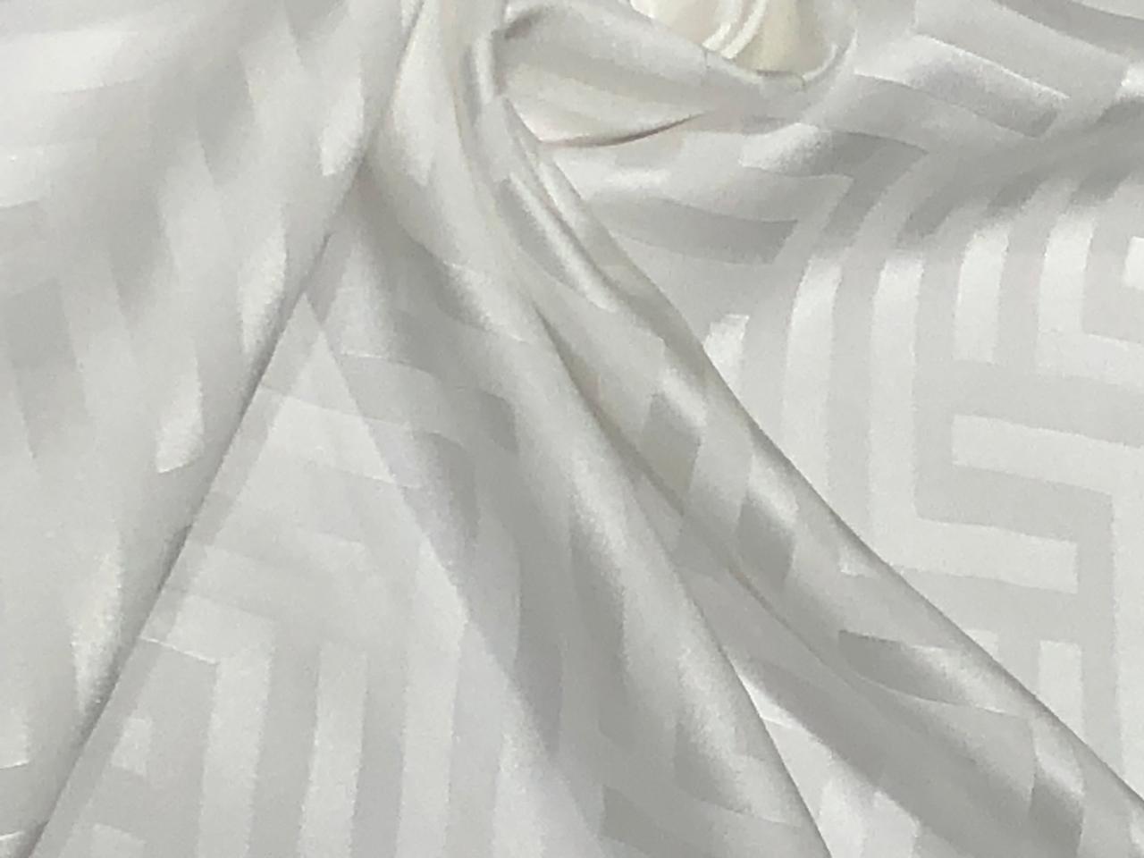 Silk  Satin JACQUARD IVORY WHITE 54" wide available in abstract,floral,roses,waves and triangles jacquard  designs