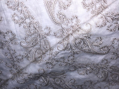 100% Linen  Kashmiri Embroidery available in 3 colors ivory with pink paisleys ,camel with navy paisley and ivory with beige paisley