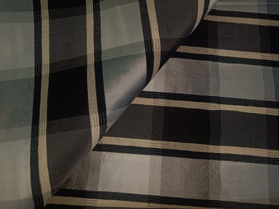 Silk Dupioni Fabric Plaids black grey and white color 54" wide DUP#C99[1]