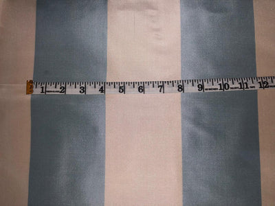 100% Silk Taffeta Fabric dark cream and slate blue  Stripes TAFS161[3] 54&quot; wide