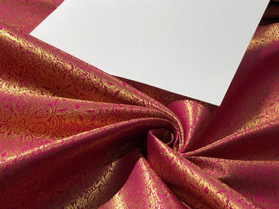 Silk Brocade fabric 44" wide INTRICATE JACQUARD available in 10 colors pink,gold,black,dark magenta,red,parot green,orange,royal blue,mango and burgandyBRO995