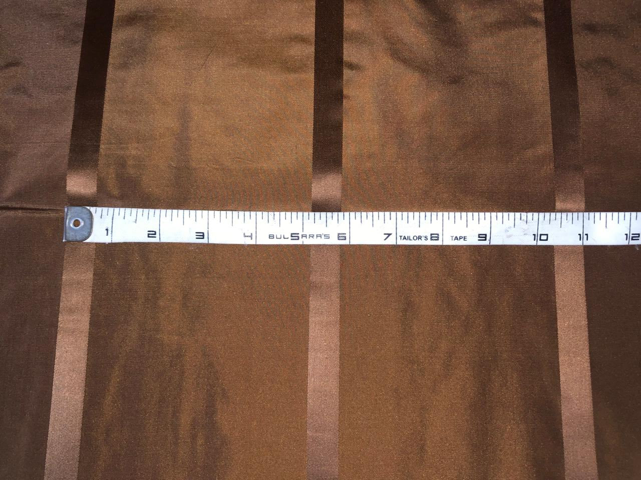 silk taffeta fabric brown with satin stripes 54" wide TAFS147[2]