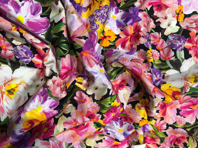 Heavy linen ,cotton and viscose colorful floral digital print [17713]