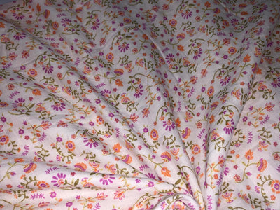 100% Cotton double cloth cotton print available in 4 different prints beach palms / blueish grey floral / pretty dainty pink orange floral AND dark ivory orange flower motif