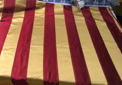 100% SILK TAFFETA FABRIC RED AND DULL GOLD STRIPES  STRIPES TAFNEWS25