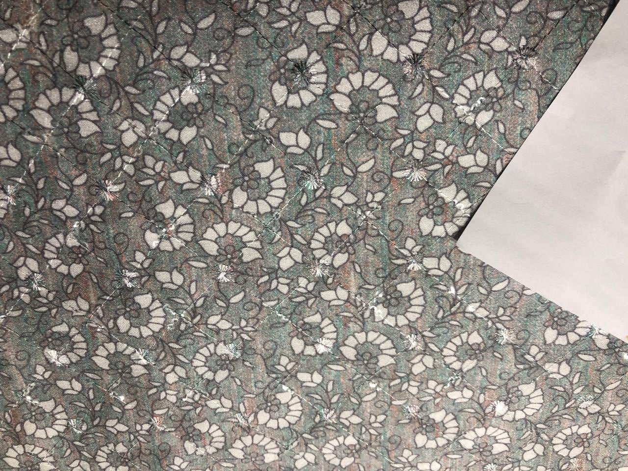 Silk Brocade fabric Powder Blue with a hint of Pink and white floral Jacquard with subtle sequence 54" wide BRO942[1]