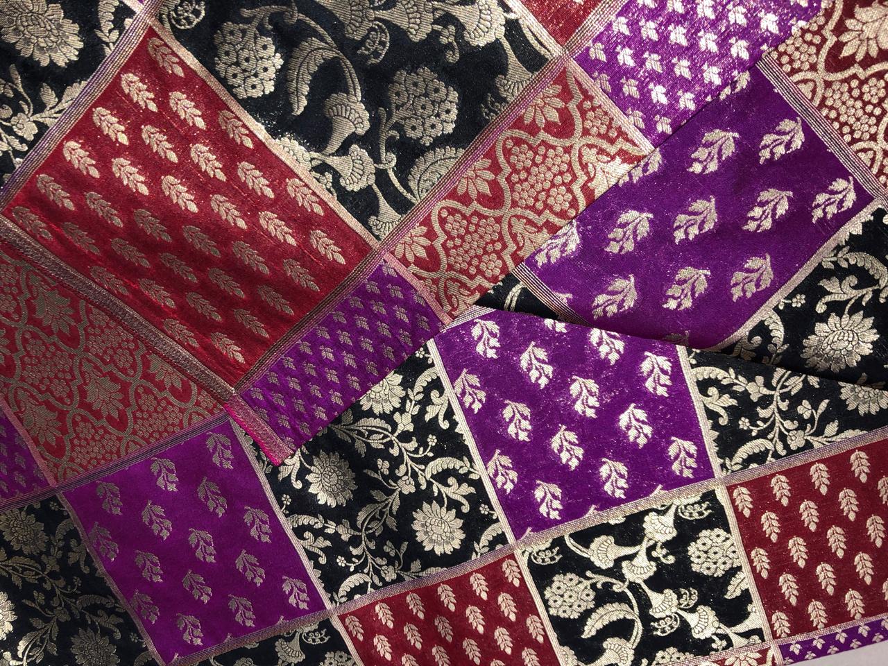 Silk Brocade fabric multi colour jacquard 44" wide BRO1071 available in 8 different color combinations[BRO1071[1-8]]