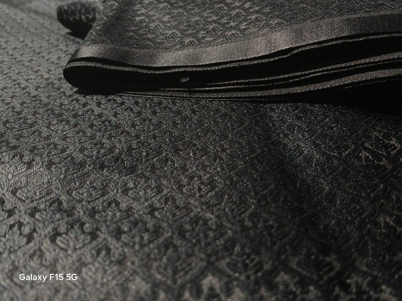 Silk Brocade Fabric JET BLACK SELF  jacquard 44" wide  BRO986 available in 3 styles paisleys ,and leaf motifs