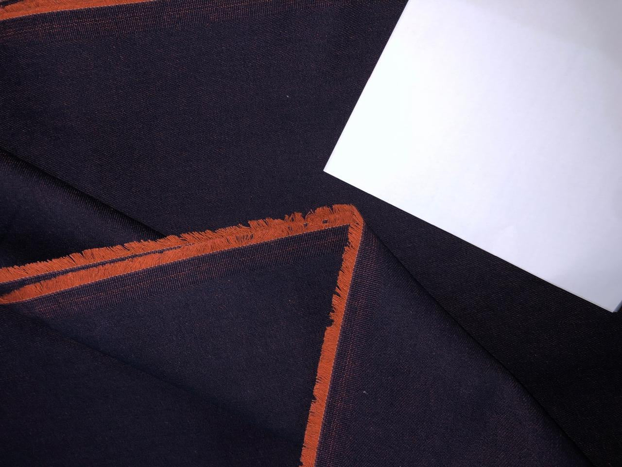 100% Cotton Denim  Fabric 58" wide available in 2 COLORS DENIM REVERSABLE INK BLUE X RUST AND BLACK X TAUPE