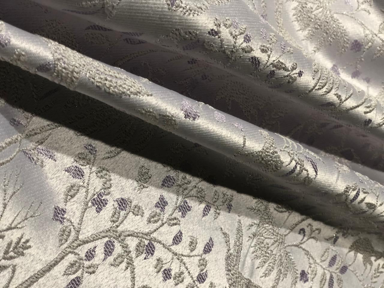 Silk Brocade fabric  jacquard with  subtle embroidery with subtle shimmer 54"lilac and silver grey BRO1034[4]