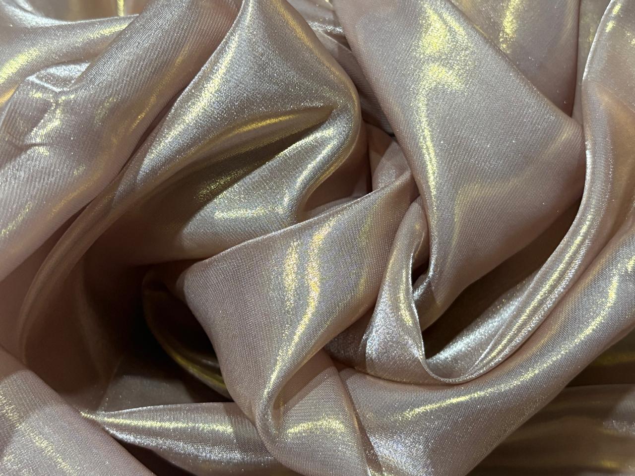 Liquid organza fabric 58" wide onion pink with gold  tinge [17340]