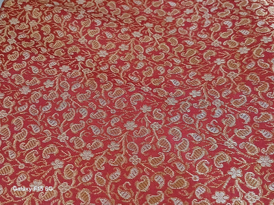 Silk Brocade fabric with subtle metallic gold jacquard available in 3 colors red , grey and burgandy  BRO989[4/5/6]