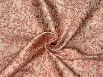 Silk Brocade fabric available in 2 colors mint and peach floral vines subtle shimmer  BRO1079[1/2]