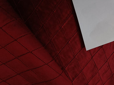 SILK DUPIONI red x black  color pintuck Fabric {diamond } 44" wide DUPP15[2] 0.60 yards