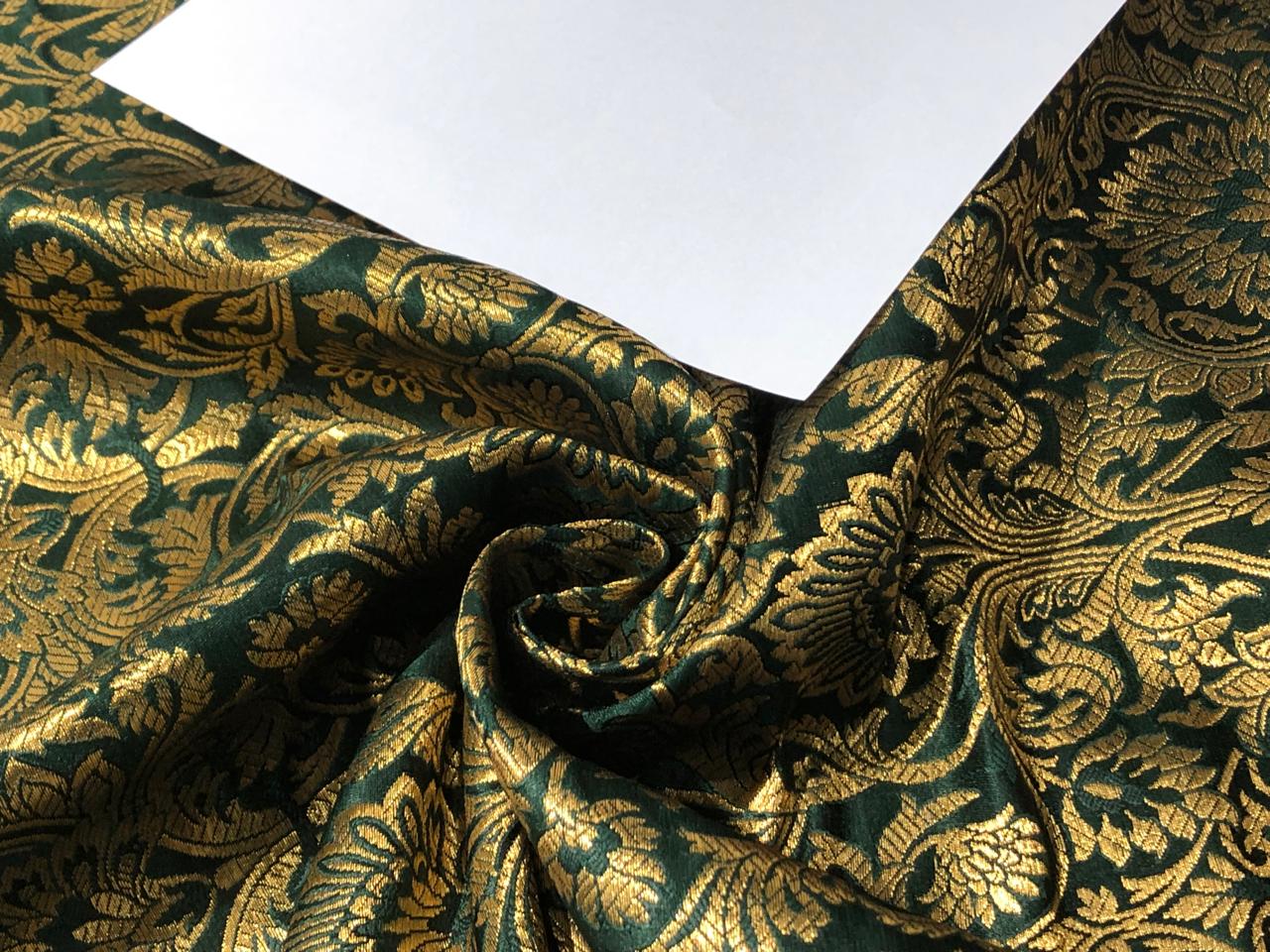 Brocade Fabric GREEN  COLOR with metallic gold   JACQUARD BRO994[6]