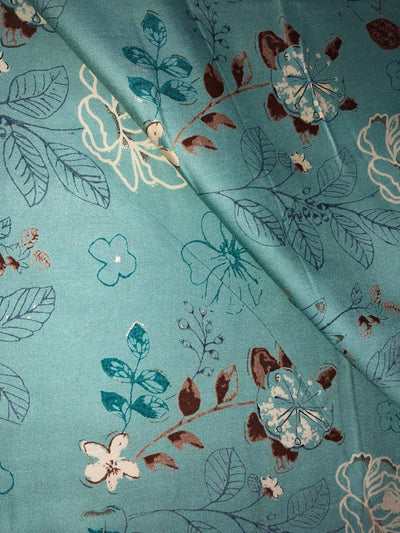 Premium Viscose Rayon fabric with foil print FLORAL 58" wide available in THREE  colors BEIGE, SEA GREEN AND DUSTY ROSE