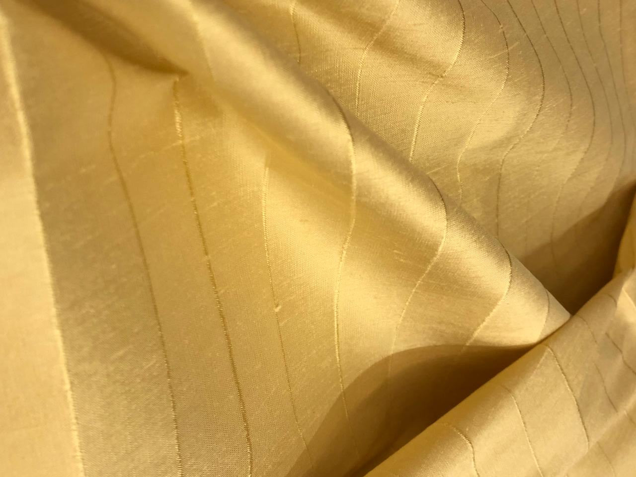 100% Pure Silk dupion  self color lemon stripe 54" DUPS74
