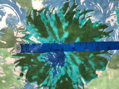 100% silk Dupion fabric floral print shades of blues and greens 54" wide DUPPRT43