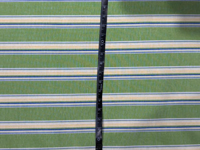 100% Cotton Poplin 56" wide  green ,blue , yellow stripes  [18268]