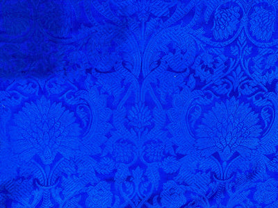 Silk Brocade fabric royal blue and blue floral   jacquard BRO1000[5]