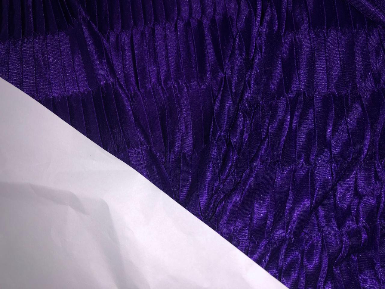 Satin boomerang pleated   fabric 58" wide available in 4 colors PURPLE /BLACK /NAVY and BLUE