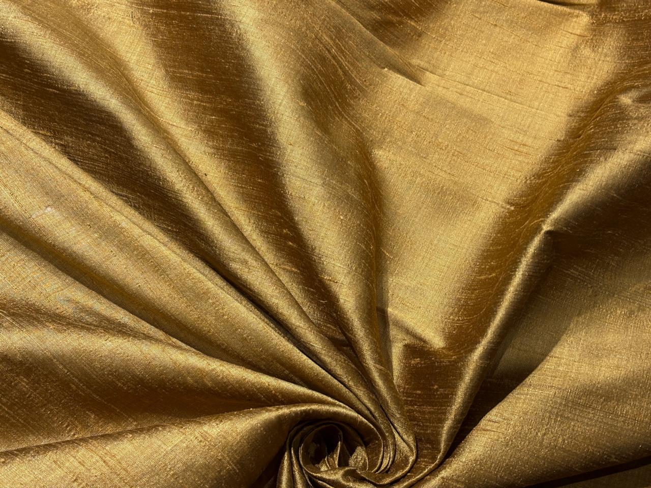 PURE SILK DUPION FABRIC ANTIQUE GOLD color 54&quot; wide WITH SLUBS*MM124[2]