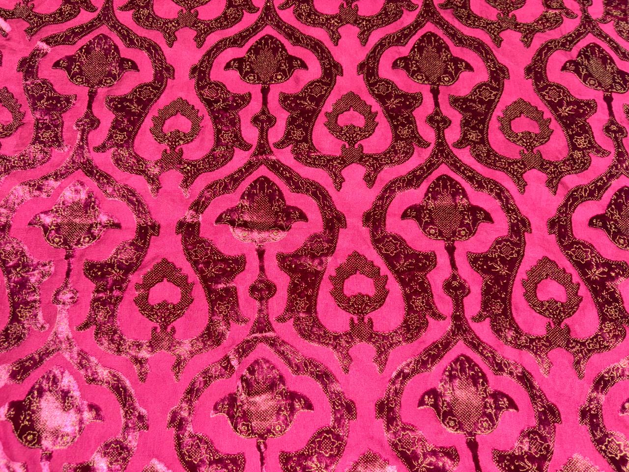 Devore Polyester Viscose Burnout Velvet berry color fabric berry [18372]