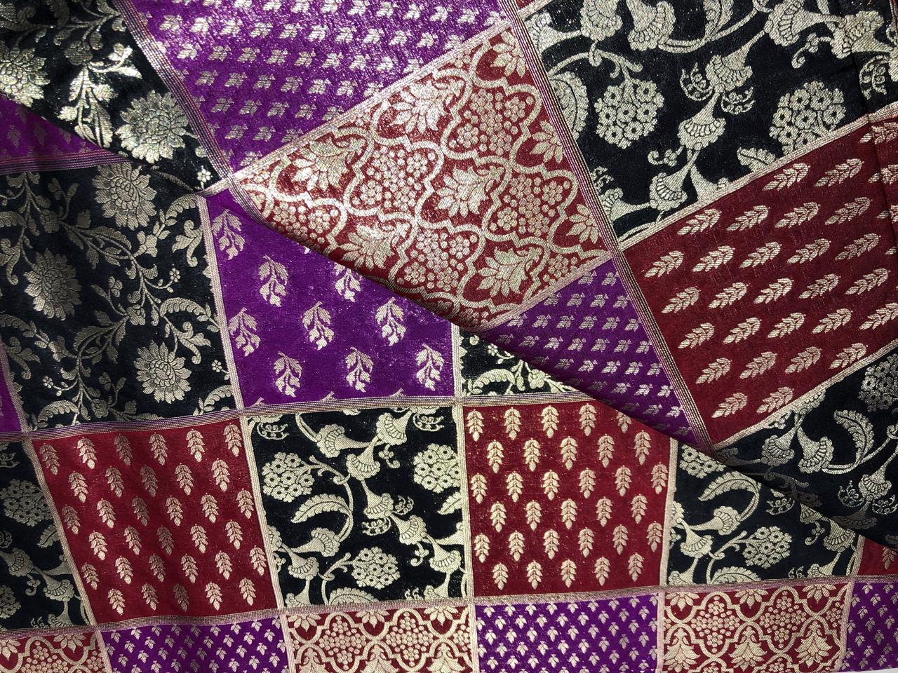 Silk Brocade fabric multi colour jacquard 44" wide BRO1071 available in 8 different color combinations[BRO1071[1-8]]