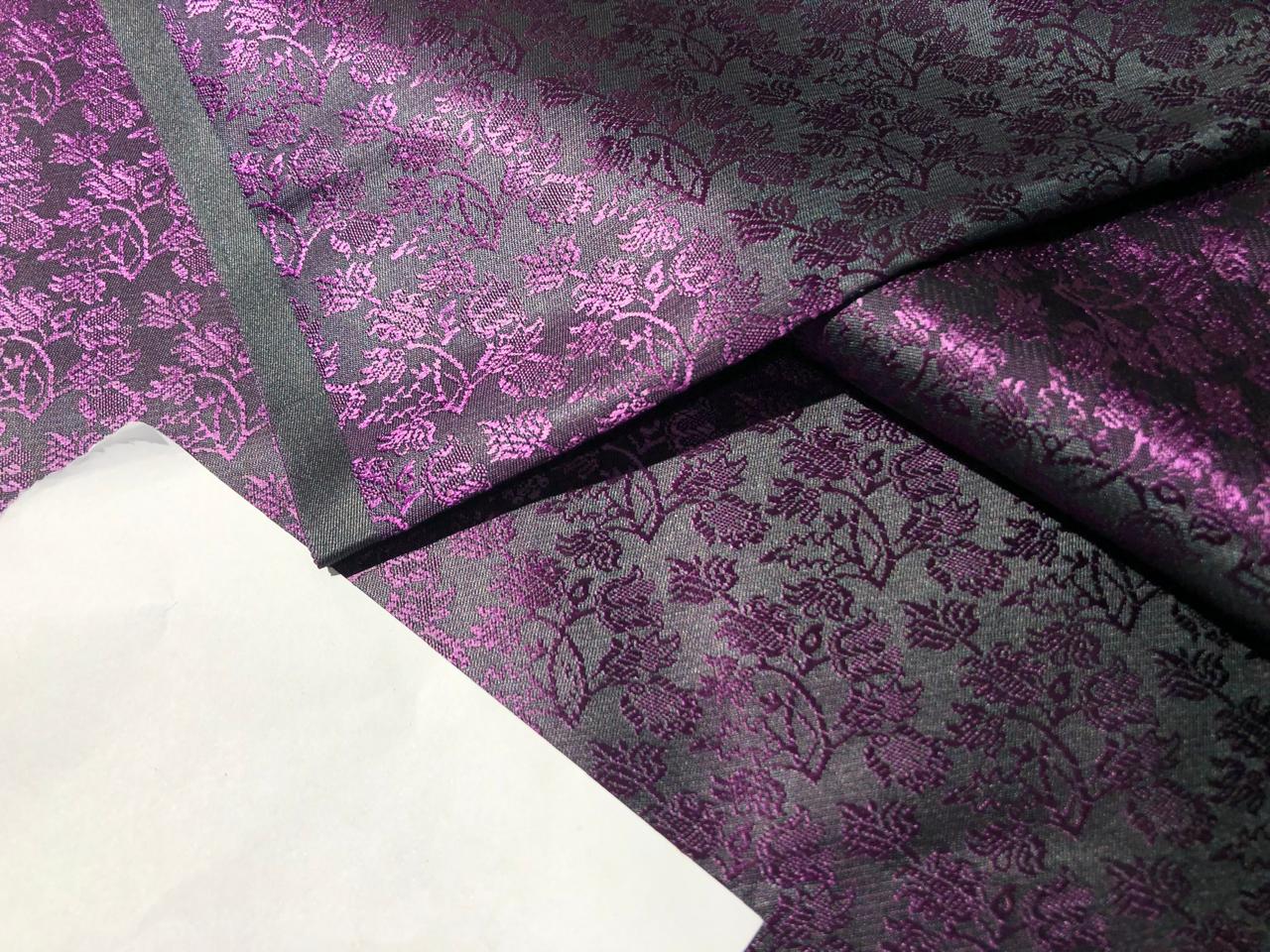 Silk Brocade  fabric~ satin 44" wide   jacquard MULBERRY X BLACK BRO996[5]