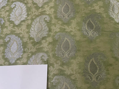 SILK ORGANZA JACQUARD FABRIC with METALLIC SILVER paisley  available in 2 colors [lavender and green] [4545/46]